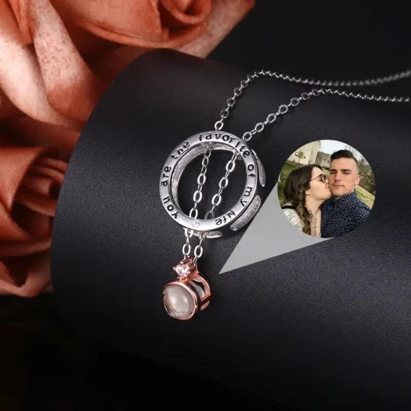 Personalized Interlocking Diamond Projection Necklace