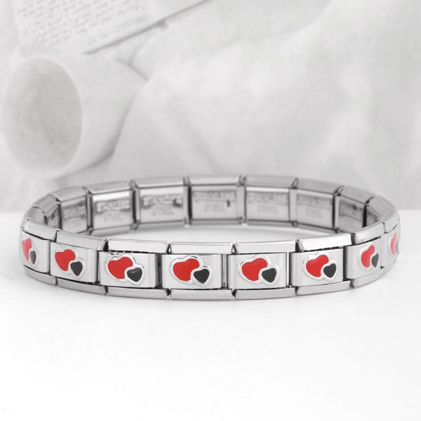 Italian original charm double heart bracelet