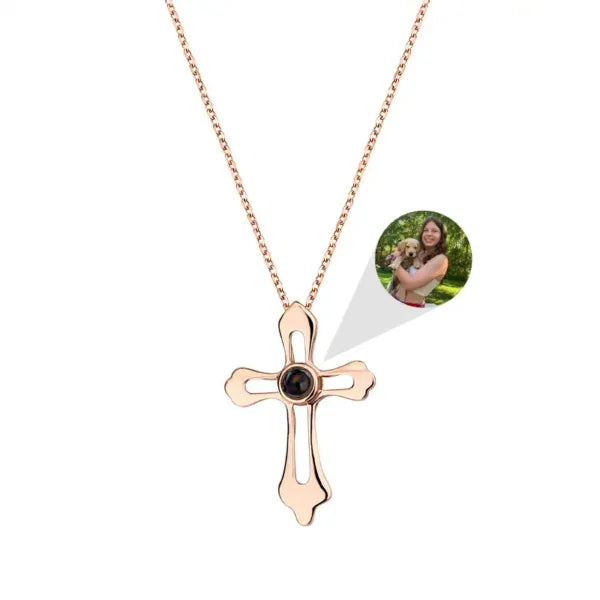 Personalized Cross Photo Projection Necklace for Boyfriend