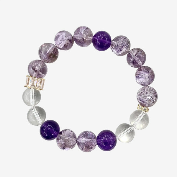 Amethyst&White Crystal Energy Yoga Elastic Bracelet