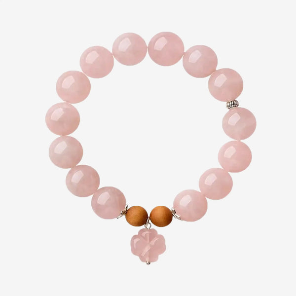 Pink crystal old sandalwood beaded bracelet