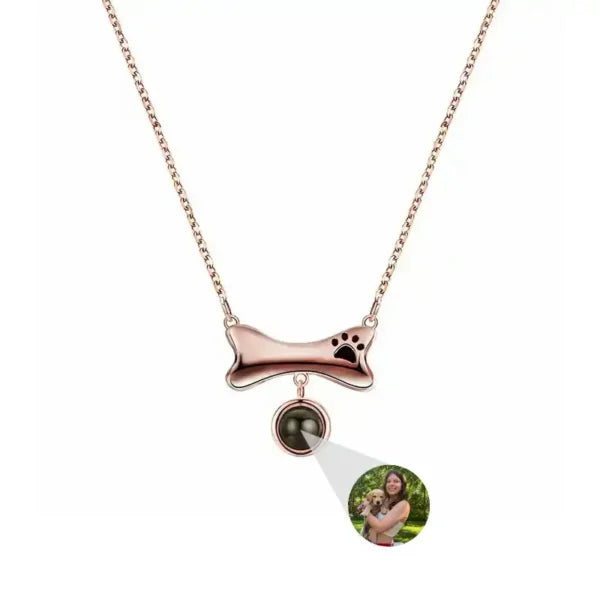 Silver Personalized Bone Photo Projection Necklace