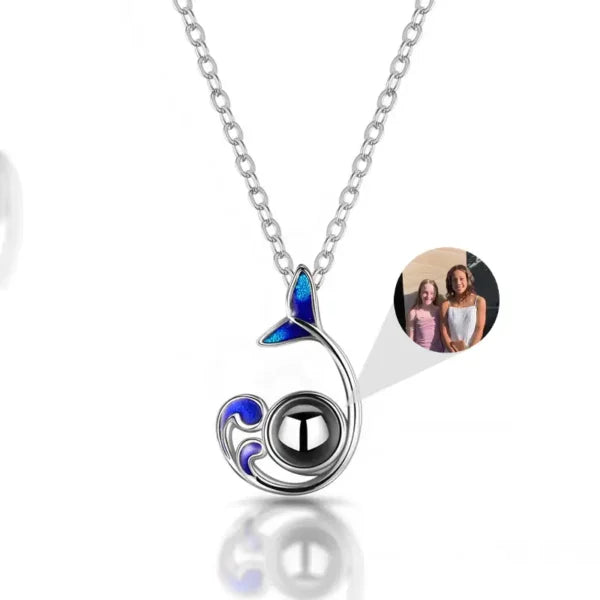 Whale tail projection diamond necklace gift