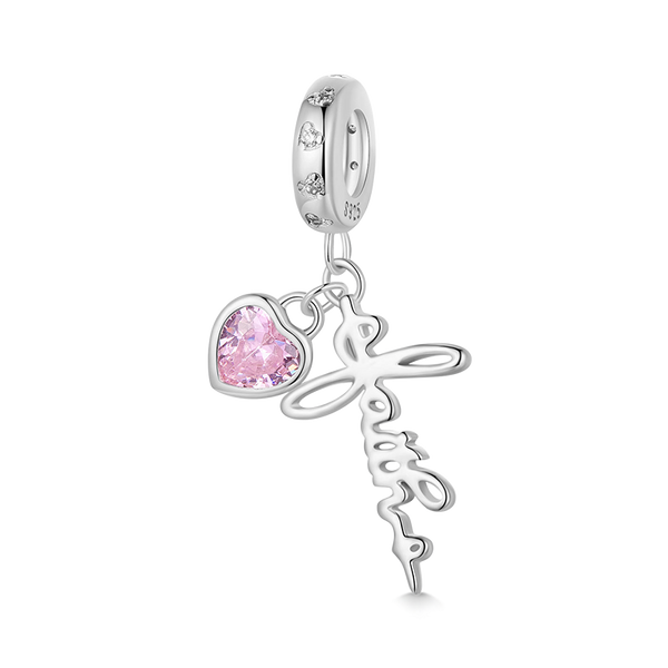 Accessori con perline pendenti con bracciale rosa Love Faith