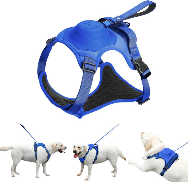 AMORONE Dog Harness for Large Dogs, Upgrade 2-in-1 No Pull Dog Harness & Retractable Dog Leash【Auto-Lock Function】 Large Dog Harness, Adjustable Dog Harness with Control Handle for Large Dogs