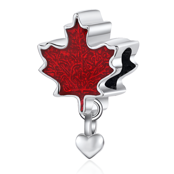 Red Maple Leaf Love Pendant DIY Bead