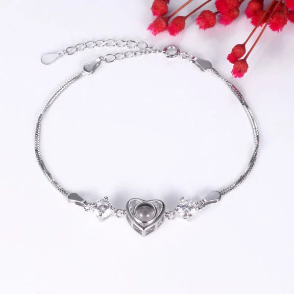 Custom Heart Shaped Diamond Picture Projection Bracelet