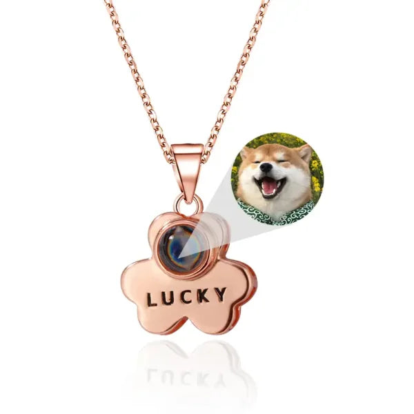 Personalized "LUCKY" Lucky Bear Projection Necklace