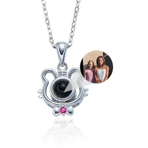 Regalo di compleanno con collana personalizzata in argento sterling con proiezione di tigre e foto