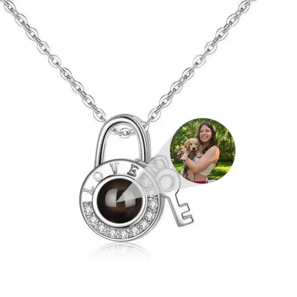 Personalized key lock projection necklace