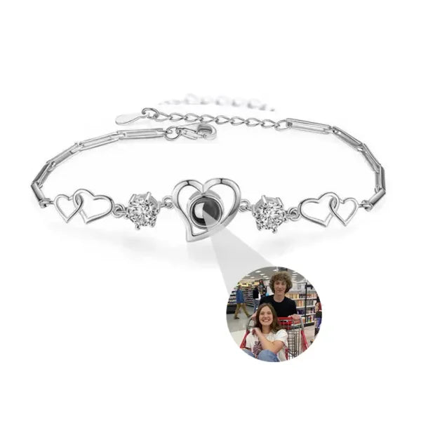 Personalized Heart Photo Projection Bracelet – Rose gold/Silver