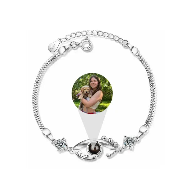 Silver Personalized Photo Projection Bracelet Gift for Favorite Person