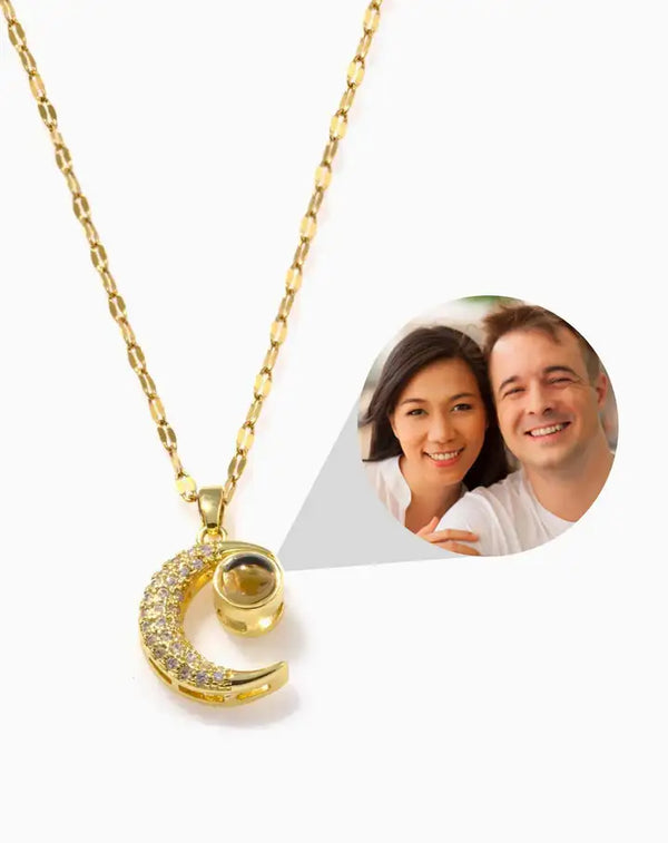 Moon Stone Photo Projection Necklace