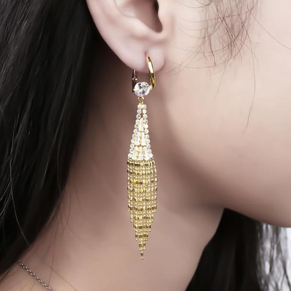 Gold Plated Diamond Tassel Earrings